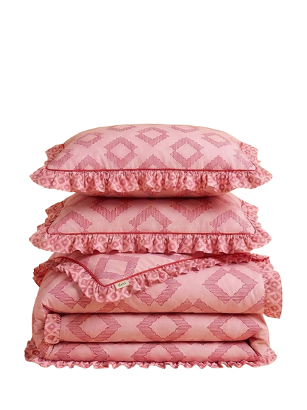 TBCo Diamond Cotton Duvet Cover Set, Pink - view 2, Pink