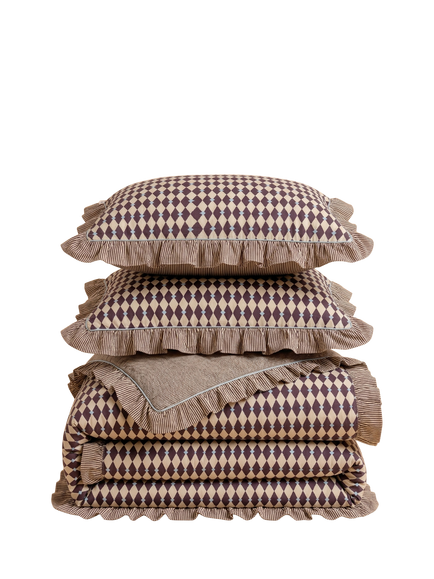 TBCo Harlequin 200 Thread Count Cotton Duvet Cover Set, Camel/Burgundy - view 2, Camel