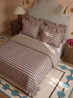 TBCo Harlequin 200 Thread Count Cotton Duvet Cover Set, Camel/Burgundy, Camel