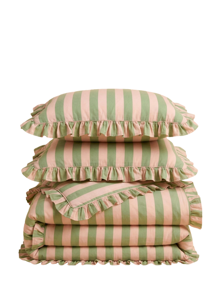 TBCo Stripe 200 Thread Count Cotton Duvet Cover Set, Green - view 2, Green Stripe