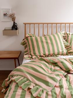 TBCo Stripe 200 Thread Count Cotton Duvet Cover Set, Green, Green Stripe