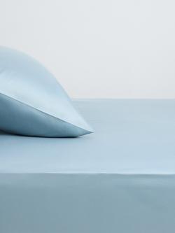 John Lewis Temperature Balance Cotton Sateen 400 Thread Count Fitted Sheet, Nordic Blue