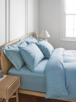 John Lewis Temperature Balance Cotton Sateen 400 Thread Count Bedding - view 2, Nordic Blue