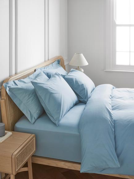 John Lewis Temperature Balance Cotton Sateen 400 Thread Count Bedding - view 2, Nordic Blue
