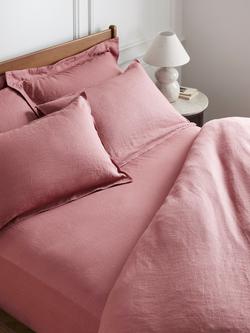 John Lewis Comfy & Relaxed Washed Linen Deep Fitted Sheets - view 2, Pink Clay