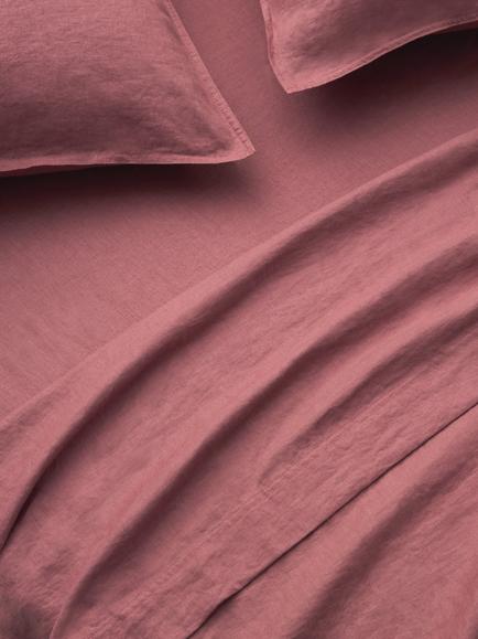 John Lewis Washed Linen Flat Sheet, Pink Clay