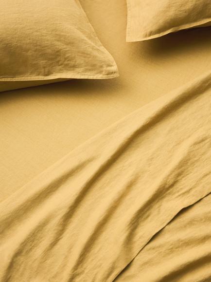 John Lewis Washed Linen Flat Sheet, Ochre Yellow
