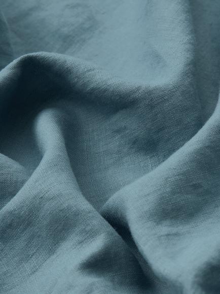 John Lewis Washed Linen Flat Sheet - view 2, Nordic Blue