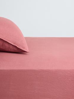 John Lewis Comfy & Relaxed Washed Linen Fitted Sheets, Pink Clay