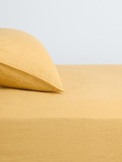 John Lewis Comfy & Relaxed Washed Linen Fitted Sheets, Ochre Yellow