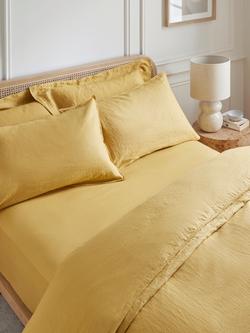 John Lewis Comfy & Relaxed Washed Linen Fitted Sheets - view 2, Ochre Yellow