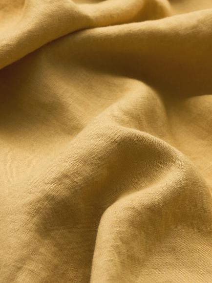 John Lewis Washed Linen Fitted Sheet - view 2, Ochre Yellow