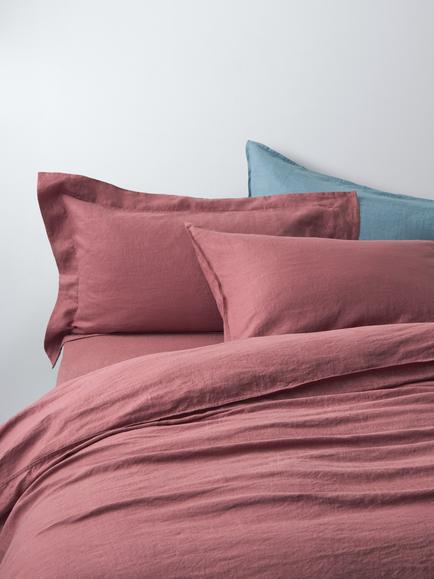 John Lewis Washed Linen Bedding, Pink Clay