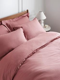 John Lewis Comfy & Relaxed Washed Linen Bedding - view 2, Pink Clay