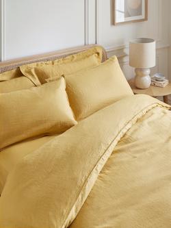 John Lewis Comfy & Relaxed Washed Linen Bedding - view 2, Ochre Yellow