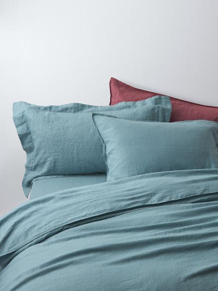 John Lewis Washed Linen Bedding, Nordic Blue