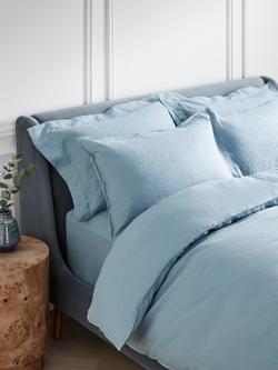 John Lewis Comfy & Relaxed Washed Linen Bedding - view 2, Nordic Blue