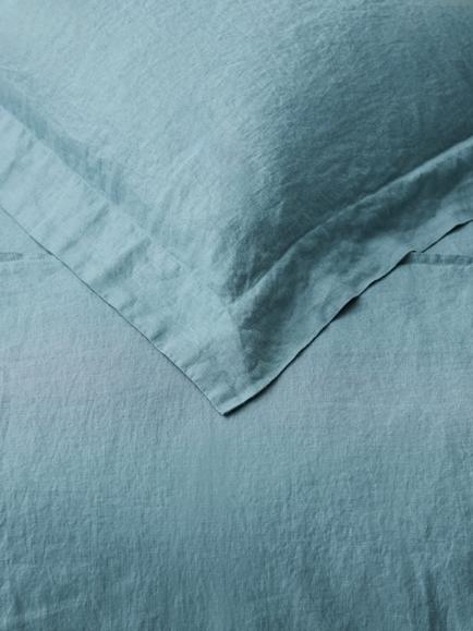 John Lewis Washed Linen Bedding - view 2, Nordic Blue