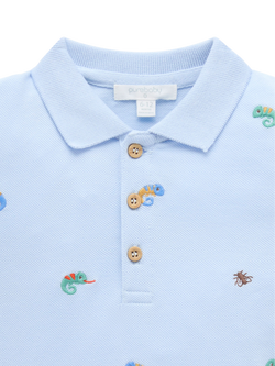 Purebaby Baby Chameleon Polo Shirt, Chameleon Broderie - view 2, Chameleon Broderie