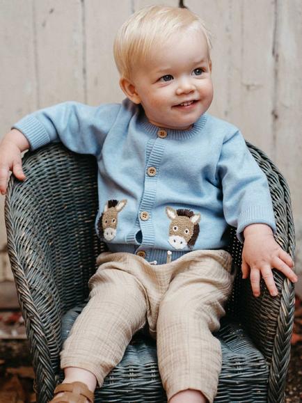Purebaby Baby Cotton Slouchy Crinkle Trousers, Burrito - view 2, Burrito