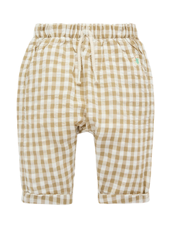 Purebaby Baby Cotton Gingham Slouchy Seersucker Trousers, Burrito Gingham, Burrito Gingham