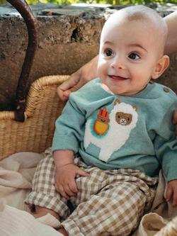 Purebaby Baby Cotton Gingham Slouchy Seersucker Trousers, Burrito Gingham - view 2, Burrito Gingham