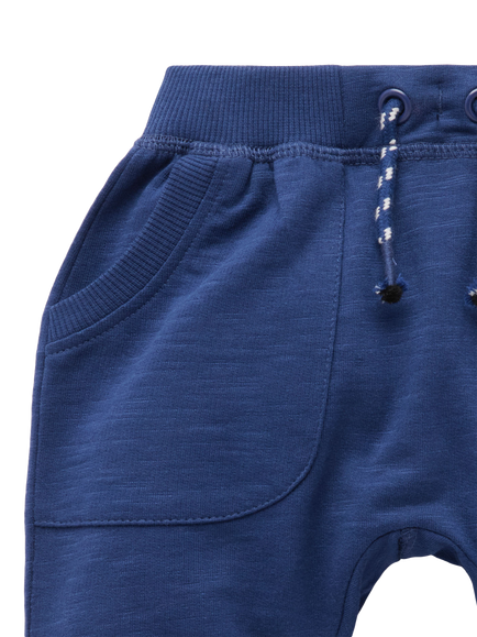 Purebaby Baby Cotton Slouchy Trousers, Navy - view 2, Navy