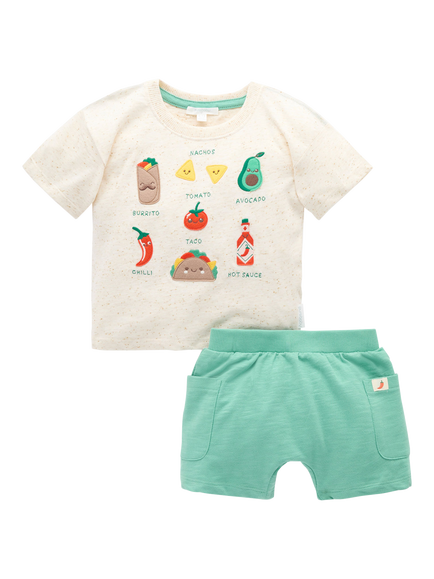 Purebaby Baby Bocadillo T-Shirt & Shorts Set, Iguana, Iguana