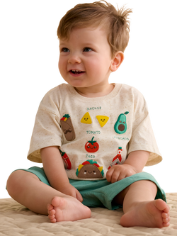 Purebaby Baby Bocadillo T-Shirt & Shorts Set, Iguana - view 2, Iguana