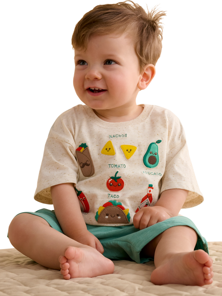 Purebaby Baby Bocadillo T-Shirt & Shorts Set, Iguana - view 2, Iguana