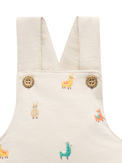 Purebaby Baby Overall and T-Shirt Set, Llama Broderie - view 2, Llama Broderie