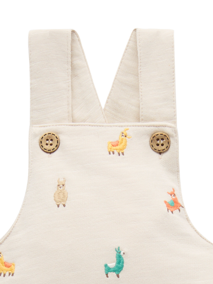Purebaby Baby Overall and T-Shirt Set, Llama Broderie - view 2, Llama Broderie
