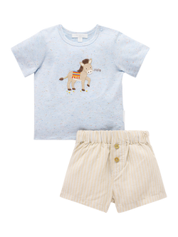 Purebaby Baby Donkey T-Shirt & Shorts Set, Taco Stripe, Taco Stripe