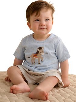 Purebaby Baby Donkey T-Shirt & Shorts Set, Taco Stripe - view 2, Taco Stripe