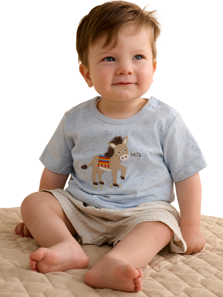 Purebaby Baby Donkey T-Shirt & Shorts Set, Taco Stripe - view 2, Taco Stripe