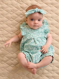 PurPurebaby Baby Ruffle Shortie Romper & Headband Set, Silhouette Print - view 2, Silhouette Print