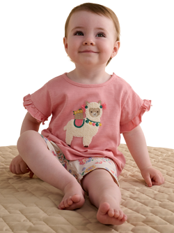 Purebaby Baby Ruffle T-Shirt & Shorts Set, Papaya - view 2, Papaya