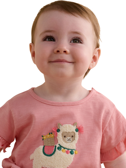 Purebaby Baby Ruffle T-Shirt & Shorts Set, Papaya - view 2, Papaya