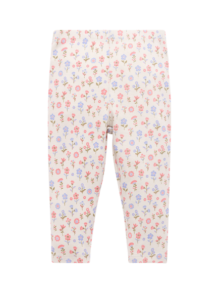 Purebaby Baby Floral Rib Leggings, Dahlia Print, Dahlia Print