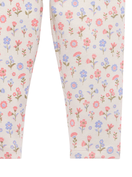 Purebaby Baby Floral Rib Leggings, Dahlia Print - view 2, Dahlia Print