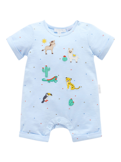 Purebaby Baby Animal Fiesta Short Romper, Mini Triangle Print, Mini Triangle Print