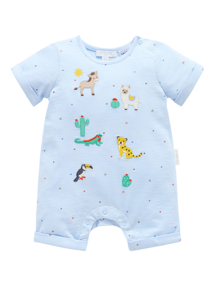 Purebaby Baby Animal Fiesta Short Romper, Mini Triangle Print, Mini Triangle Print