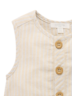 Purebaby Baby Cotton Linen Blend Short Romper, Taco Stripe - view 2, Taco Stripe