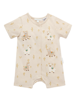 Purebaby Baby Llama Fiesta Short Romper, Cacti Print, Cacti Print
