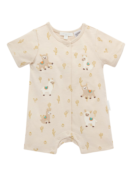 Purebaby Baby Llama Fiesta Short Romper, Cacti Print, Cacti Print