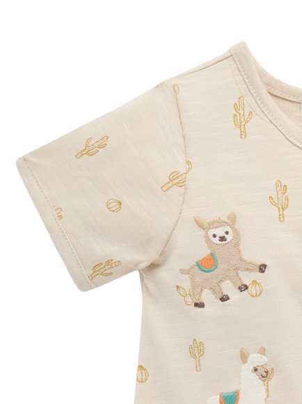 Purebaby Baby Llama Fiesta Short Romper, Cacti Print - view 2, Cacti Print
