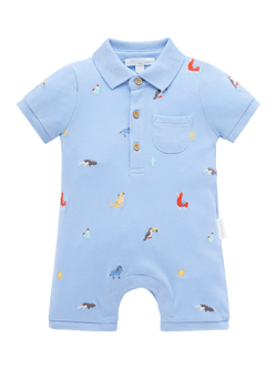 Purebaby Baby Animal Fiesta Polo Romper, Anml Fiesta Broderie, Anml Fiesta Broderie