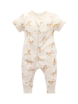 Purebaby Baby Rib Zip Long Romper, Si Senor Print, Si Senor Print