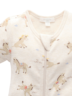 Purebaby Baby Rib Zip Long Romper, Si Senor Print - view 2, Si Senor Print