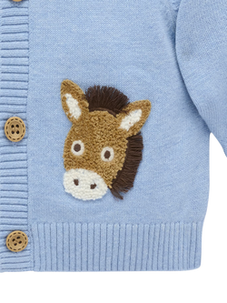 Purebaby Baby Cotton Fiesta Friends Cardigan, Caribbean Melange - view 2, Caribbean Melange